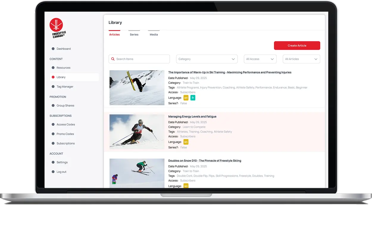 Coaching resource library on laptop